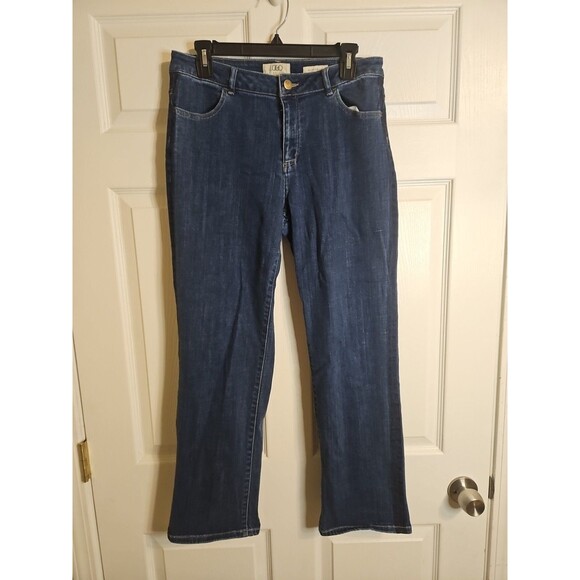 LOGO Jeans by Lori Goldstein Womens Size 10 Boyfriend Med Dark Wash High Rise - Picture 1 of 6
